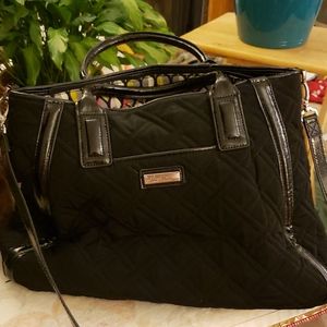 Vera Bradley black quilted patent leather handbag